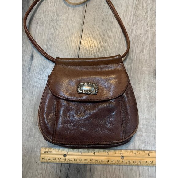 Vintage Fossil Brown Leather Boho Double Pocket Saddle Shoulder Cross Body Bag - Picture 3 of 8